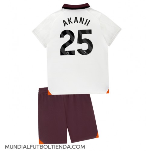 Camiseta Manchester City Manuel Akanji #25 Segunda Equipación Replica 2023-24 para niños mangas cortas (+ Pantalones cortos)